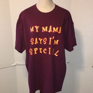 Purple Graphic T-Shirt with Yellow Text